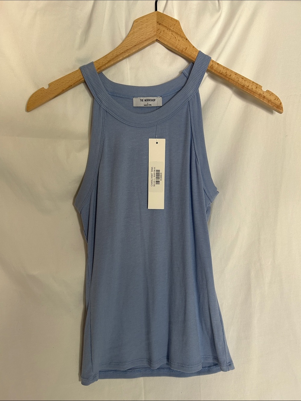 Workshop Republic Clothing Pale Blue Ribbed Halter Tank Top